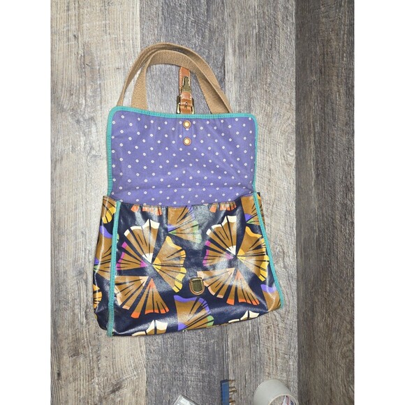 Fossil Crossbody Navy Blue Bag Colored Floral Print Coated Canvas Colorful - Picture 15 of 16